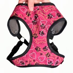 3/$20 Duke's Dog Harness Adjustable Straps Pink Heart Pet Print 18-21" Chest